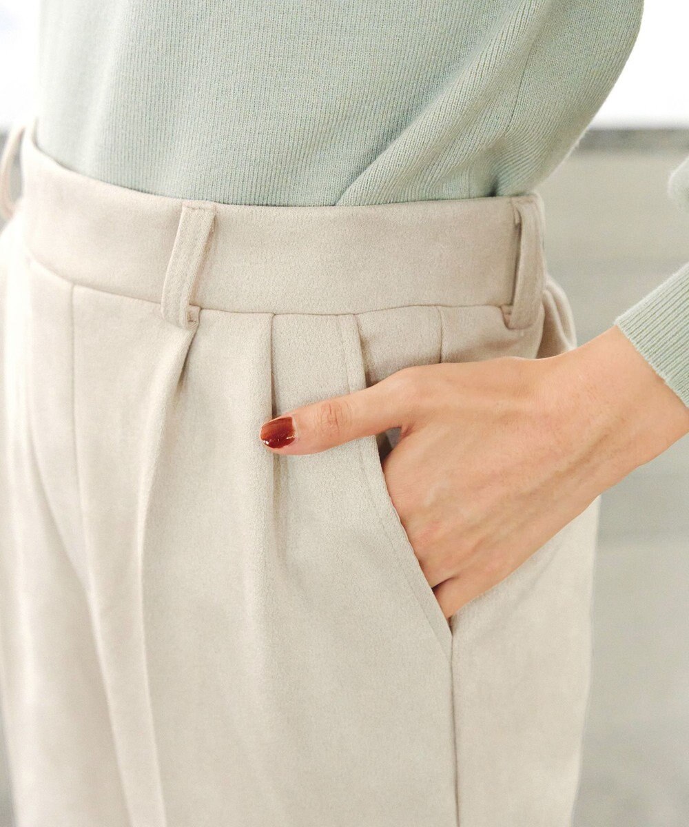 Tiaclasse 【洗える】スエードポンチテーパードパンツ 