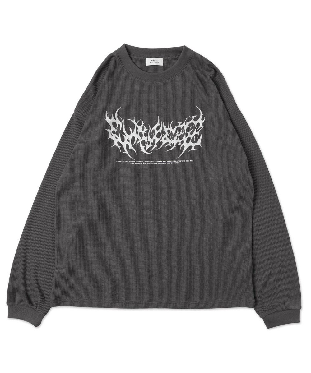 WEGO ワッフルグラフィックT（LS） 