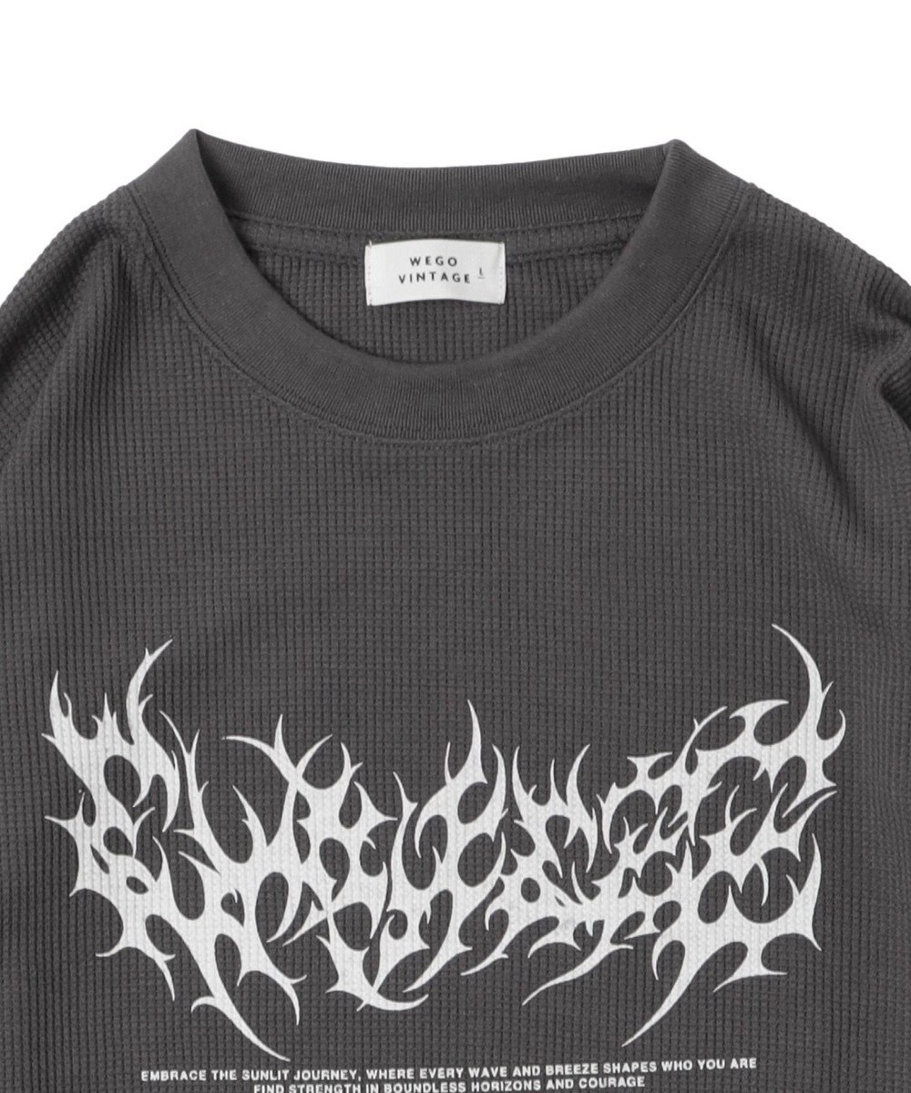 WEGO ワッフルグラフィックT（LS） 