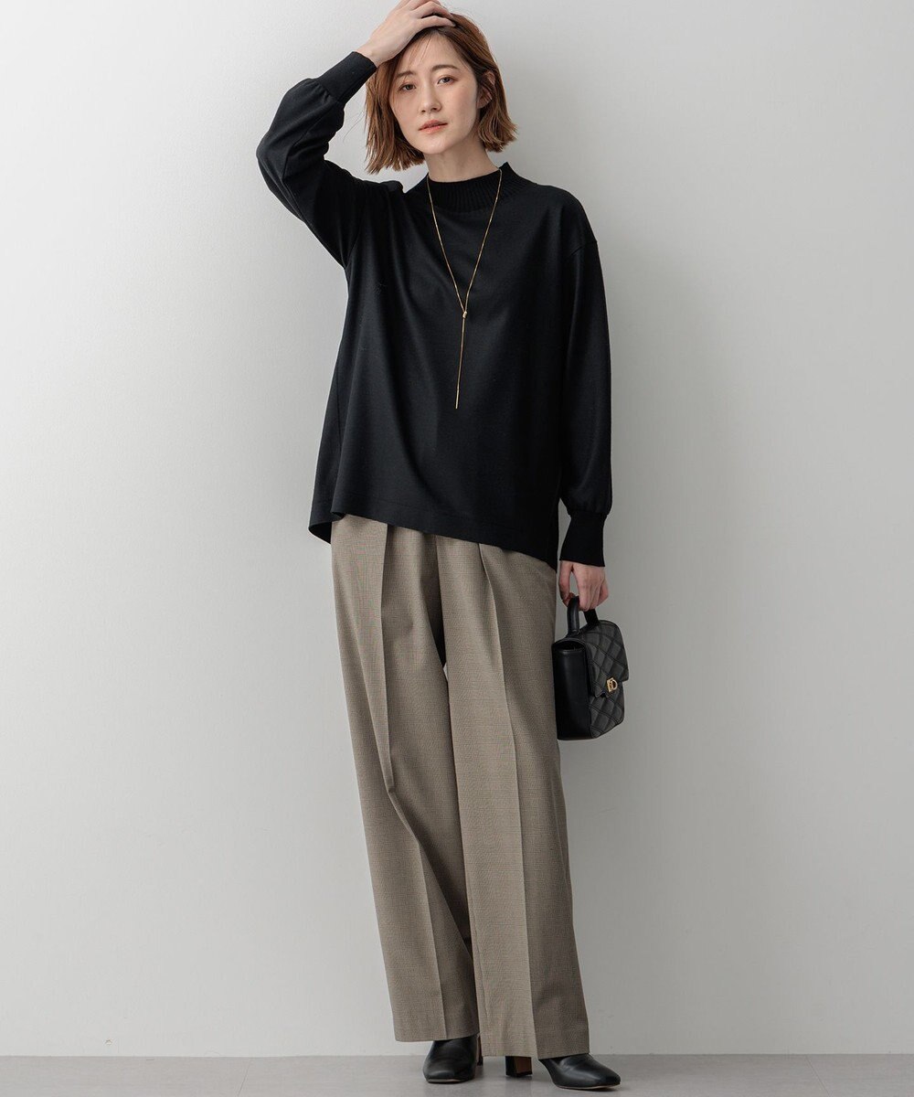 23区 【洗える】ウールミルドジャージー リブデザイン カットソー 