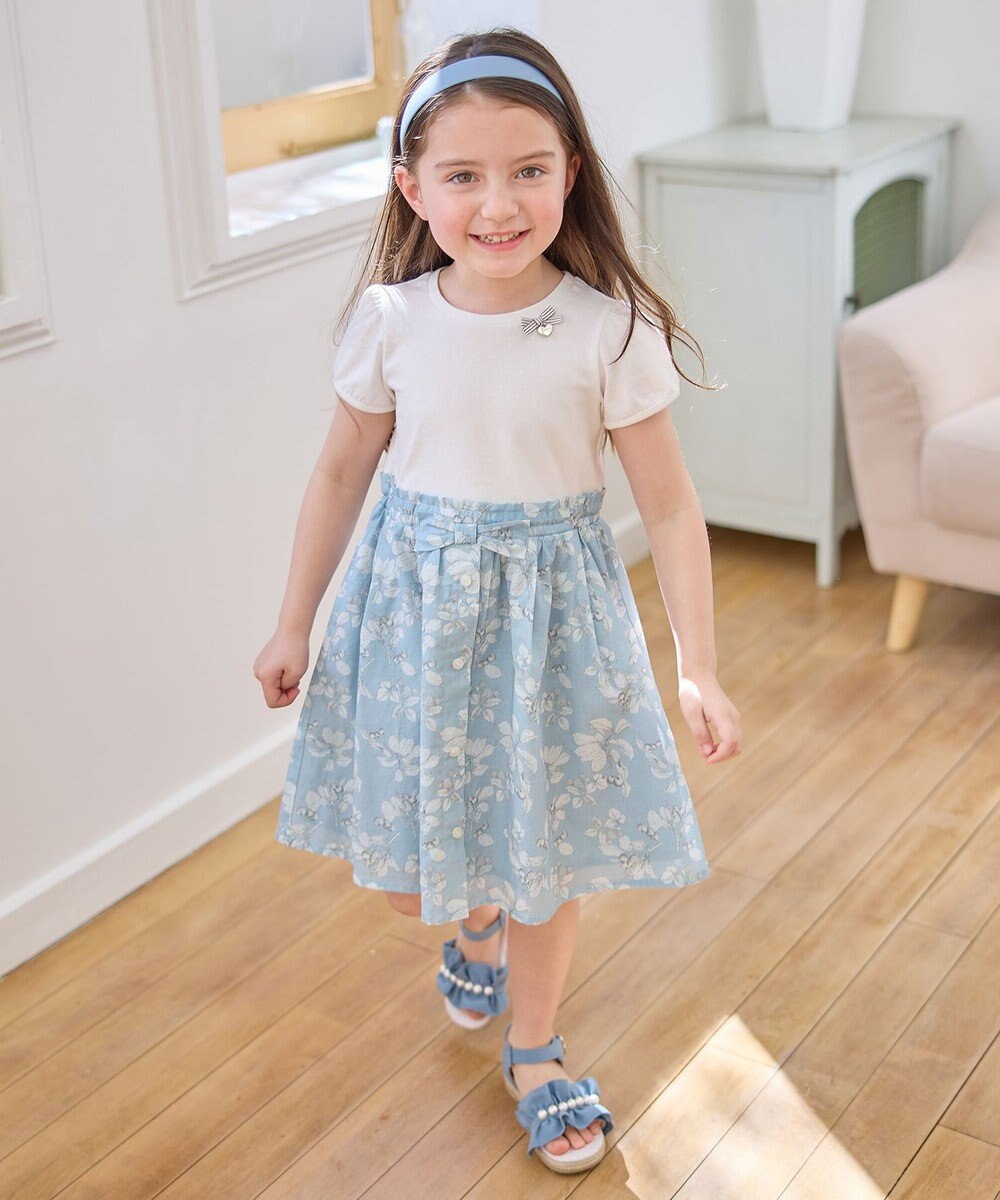 ANY KIDS ドッキング レトロ花柄 ワンピース 