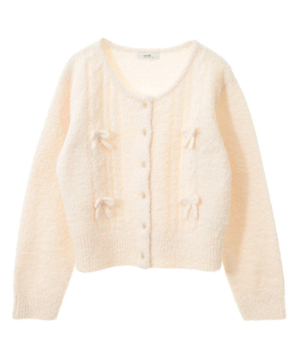 earth music&ecology リボンクルーネックカーディガン 