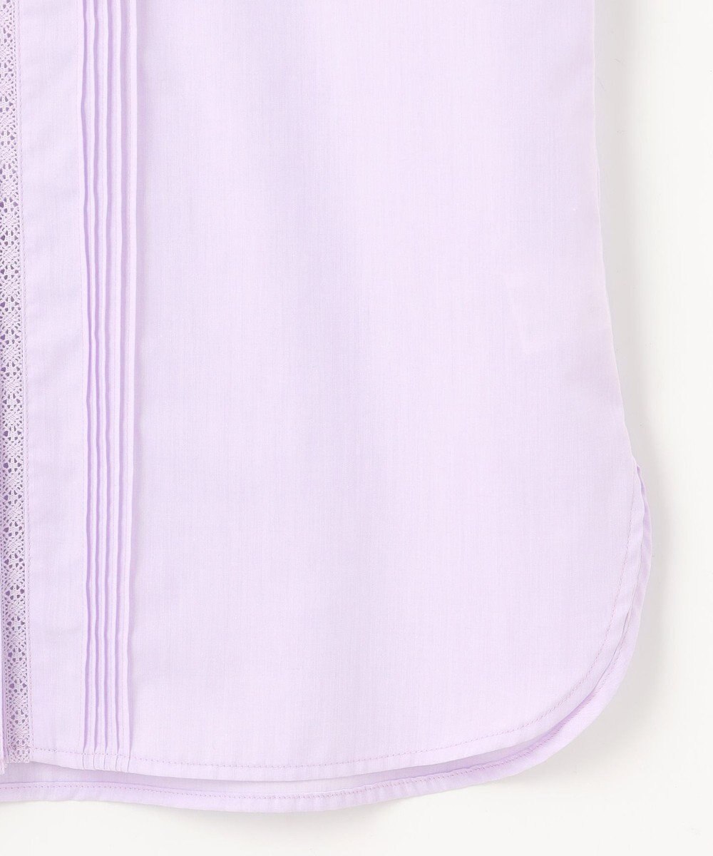 J.PRESS LADIES 【洗える】シャンブレー バンドカラー ピンタック ブラウス 