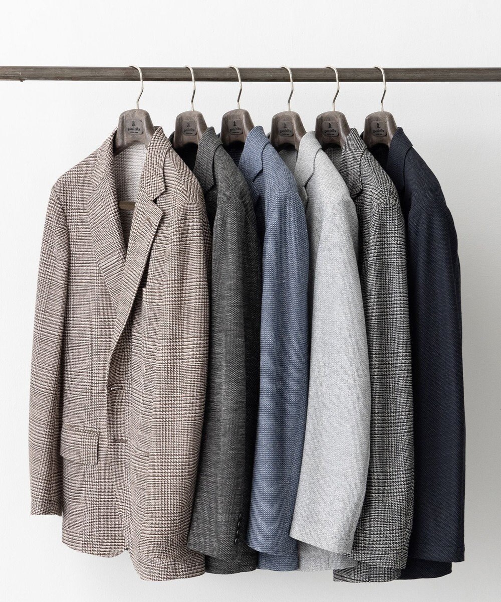 GOTAIRIKU 新柄【吸水速乾/ウォッシャブル】ノルマンディーリネン カーディガンジャケット＿グレンチェック柄 