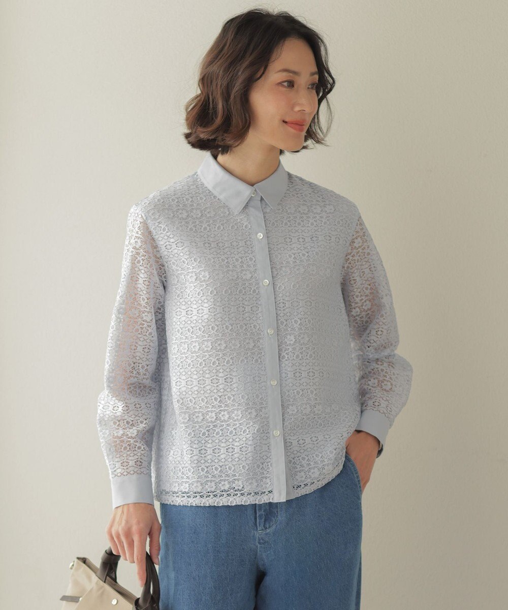 J.PRESS LADIES ジオメトリックレース ブラウス 