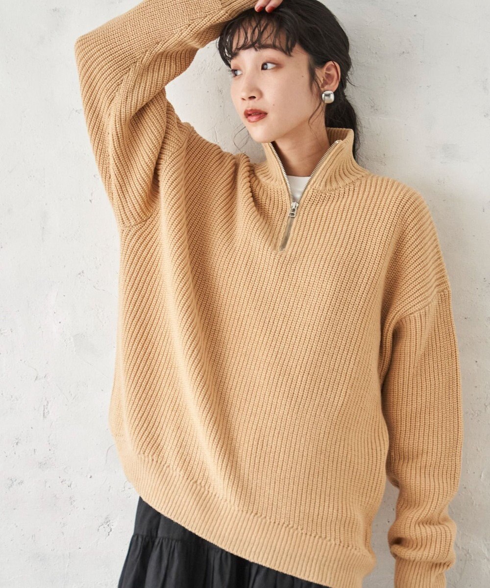 WEGO オーバーフィットハーフジッププルオーバー 