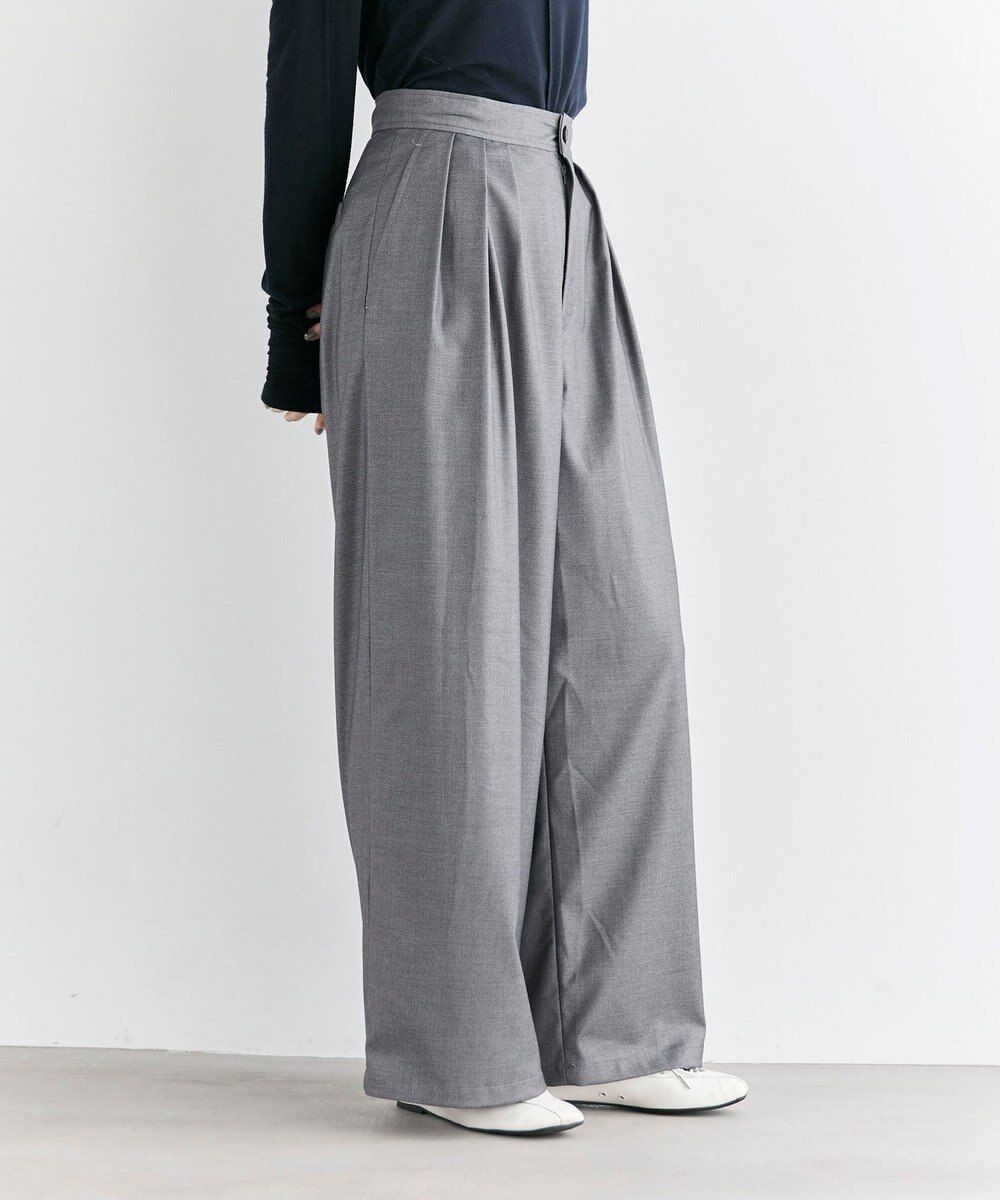 #Newans 【洗濯機可/しわになりにくい】ベリーワイドパンツ 