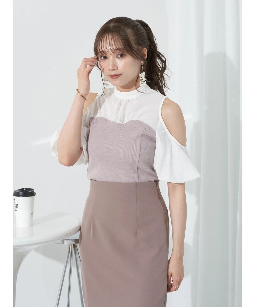 earth music&ecology オープンショルダードッキングプルオーバー 