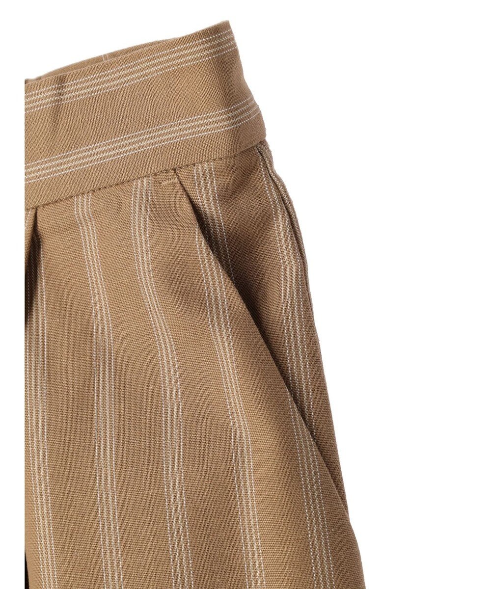 Green Parks 綿麻混タックストレートワイドパンツ 