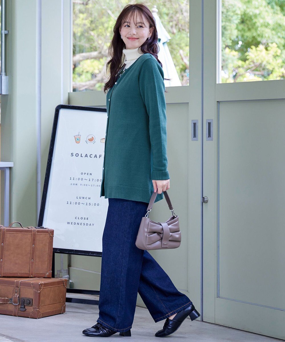 Tiaclasse 【洗える】ラウンドネックミドル丈ニットカーディガン 