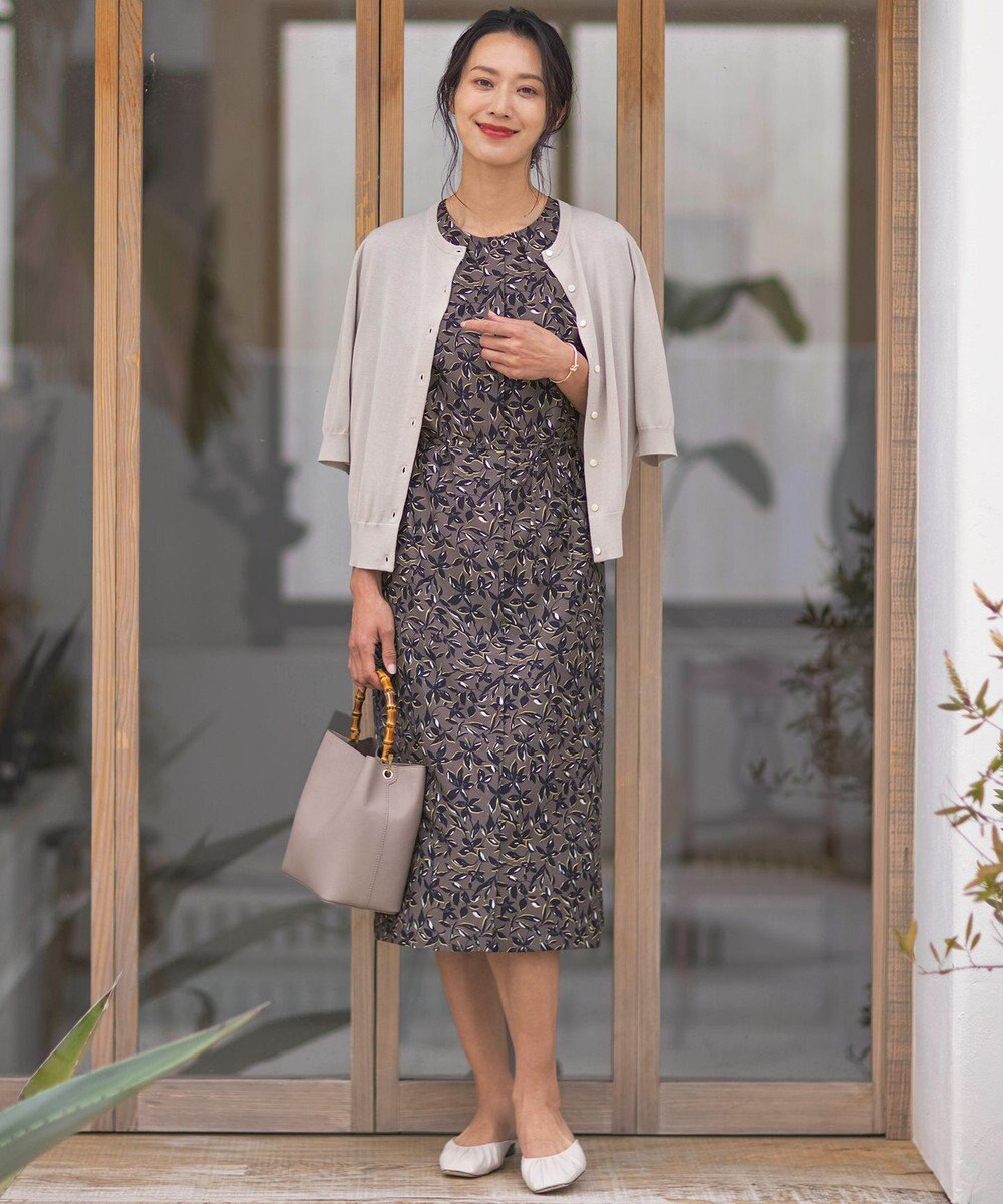 J.PRESS LADIES 【洗える・抗菌防臭】コットンアセテート クルーネック カーディガン 