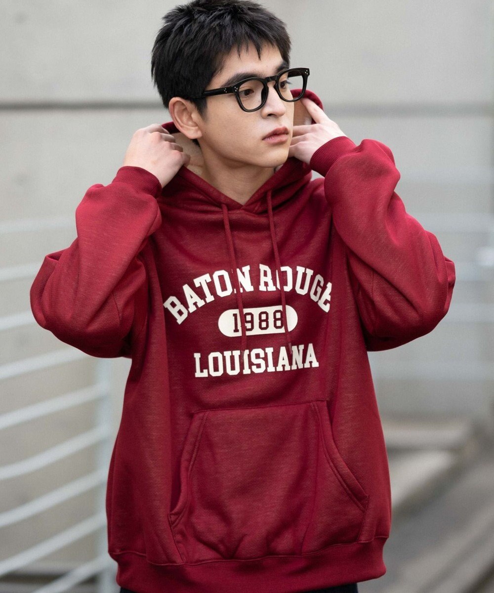 WEGO 【ユニセックス着用ITEM/裏起毛】カレッジロゴボアパーカー 