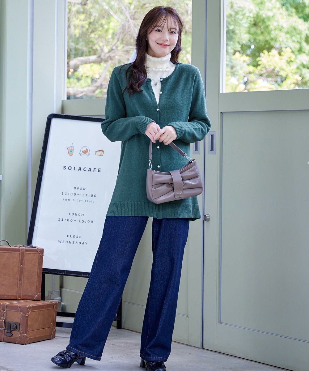 Tiaclasse 【洗える】ラウンドネックミドル丈ニットカーディガン 