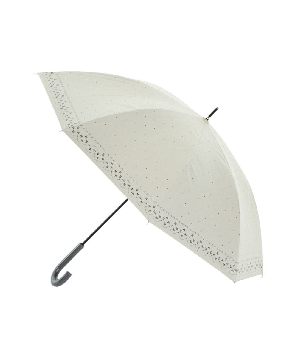 MOONBAT 晴雨兼用日傘 長傘 ドット×幾何花／遮光 遮熱 UV 