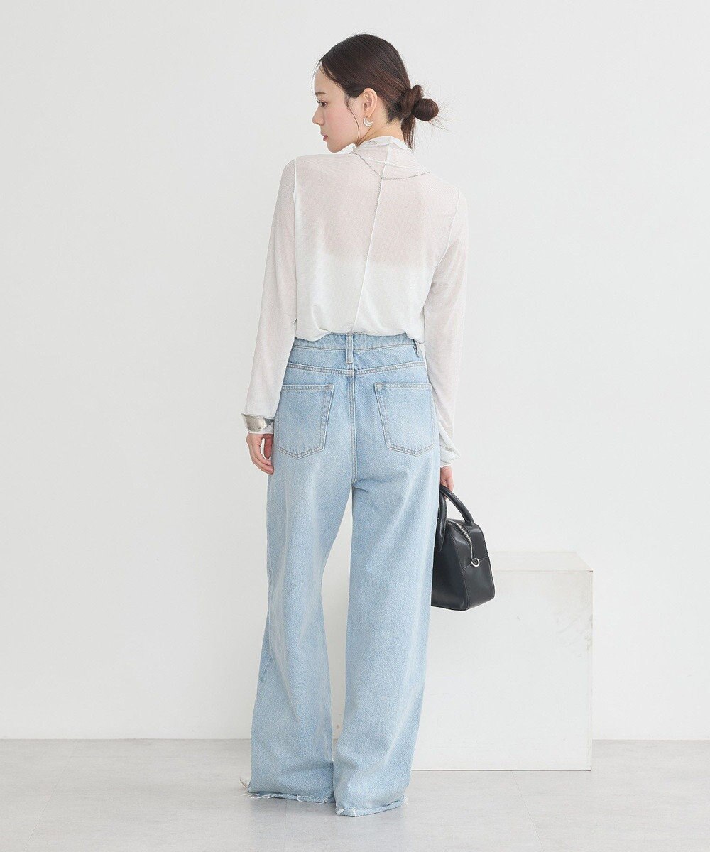 earth music&ecology セルフカットワイドデニムパンツ 