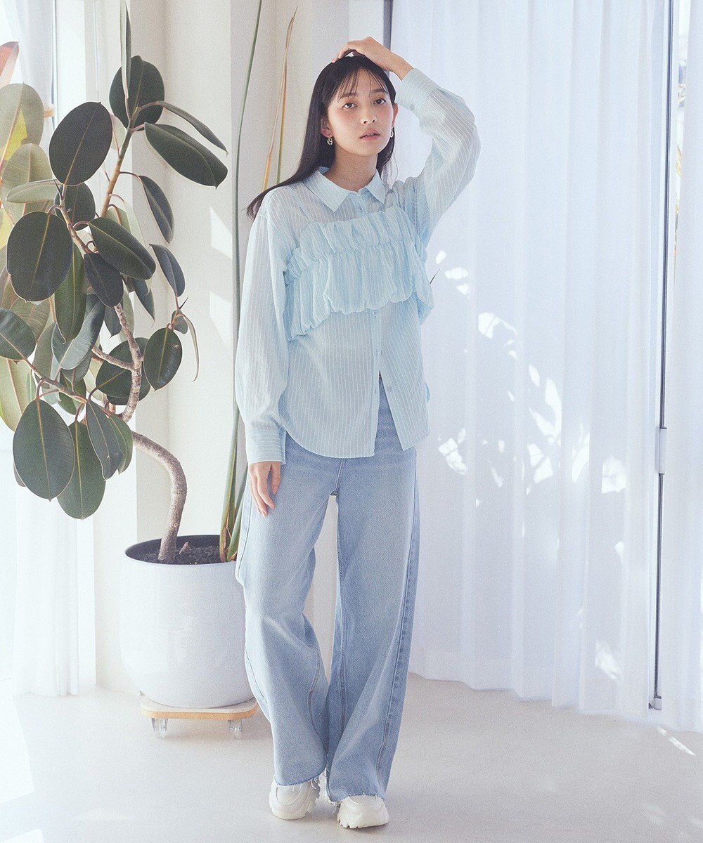 earth music&ecology セルフカットワイドデニムパンツ 