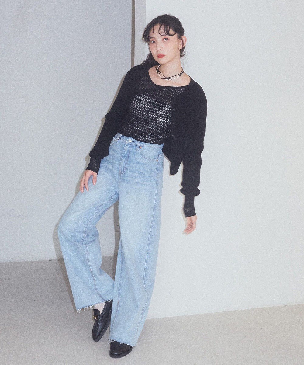 earth music&ecology セルフカットワイドデニムパンツ 