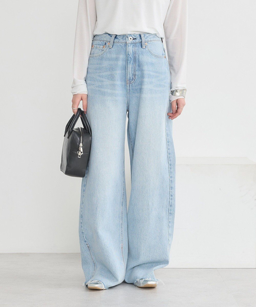 earth music&ecology セルフカットワイドデニムパンツ 