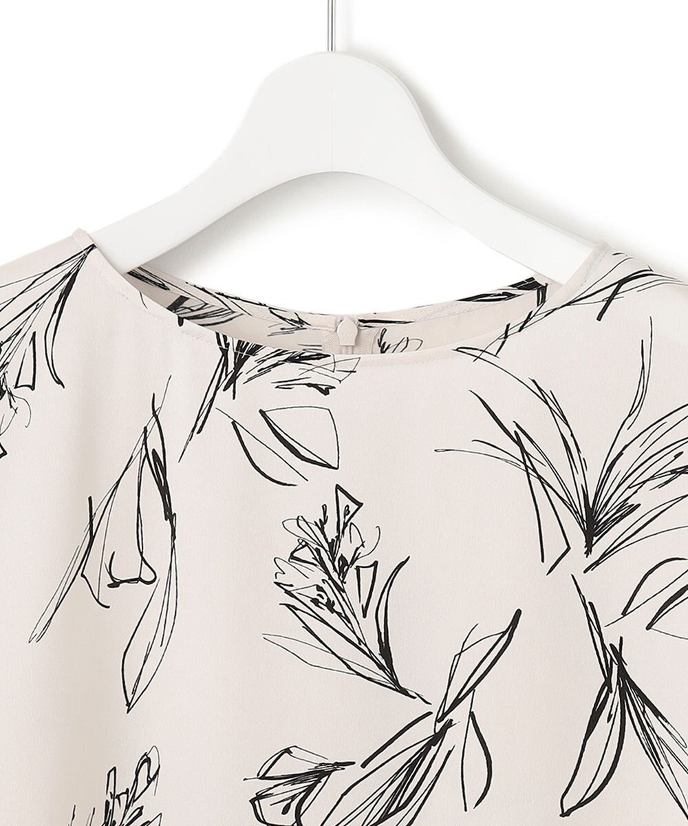 23区 【洗える】ラインフラワープリント フレンチスリーブ ブラウス 