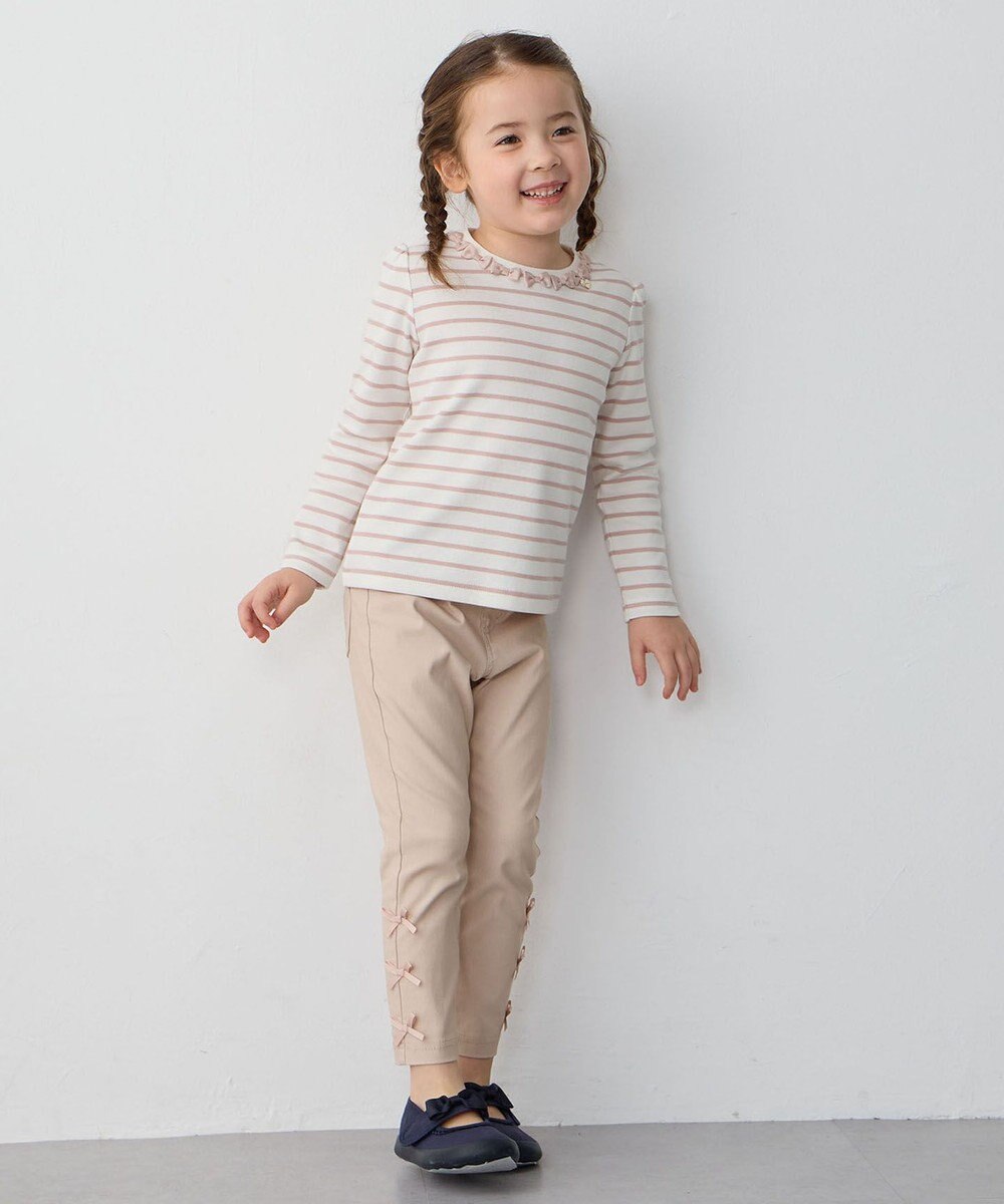 ANY KIDS リボン×ボーダー長袖Tシャツ 