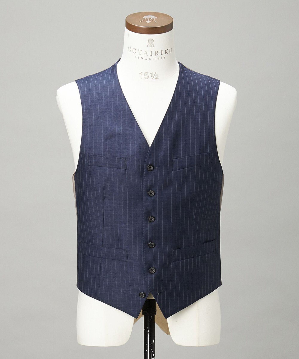 GOTAIRIKU 【Loro Piana Fabric】365 通年 3ピーススーツ(ネイビーストライプ) 