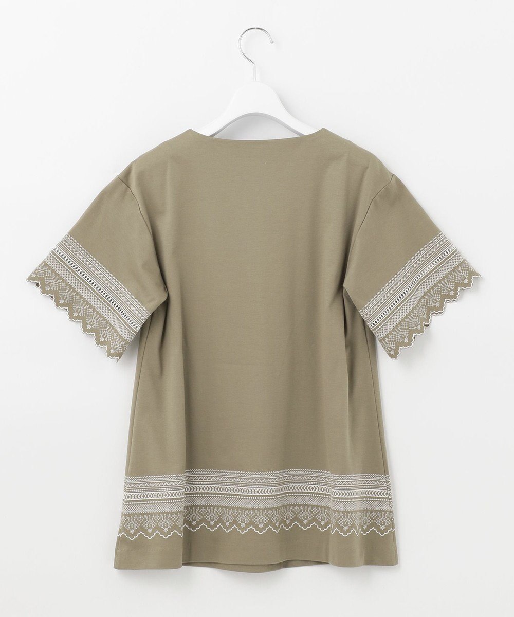 自由区 【洗える】エンブロイダリー チュニック丈カットソー 
