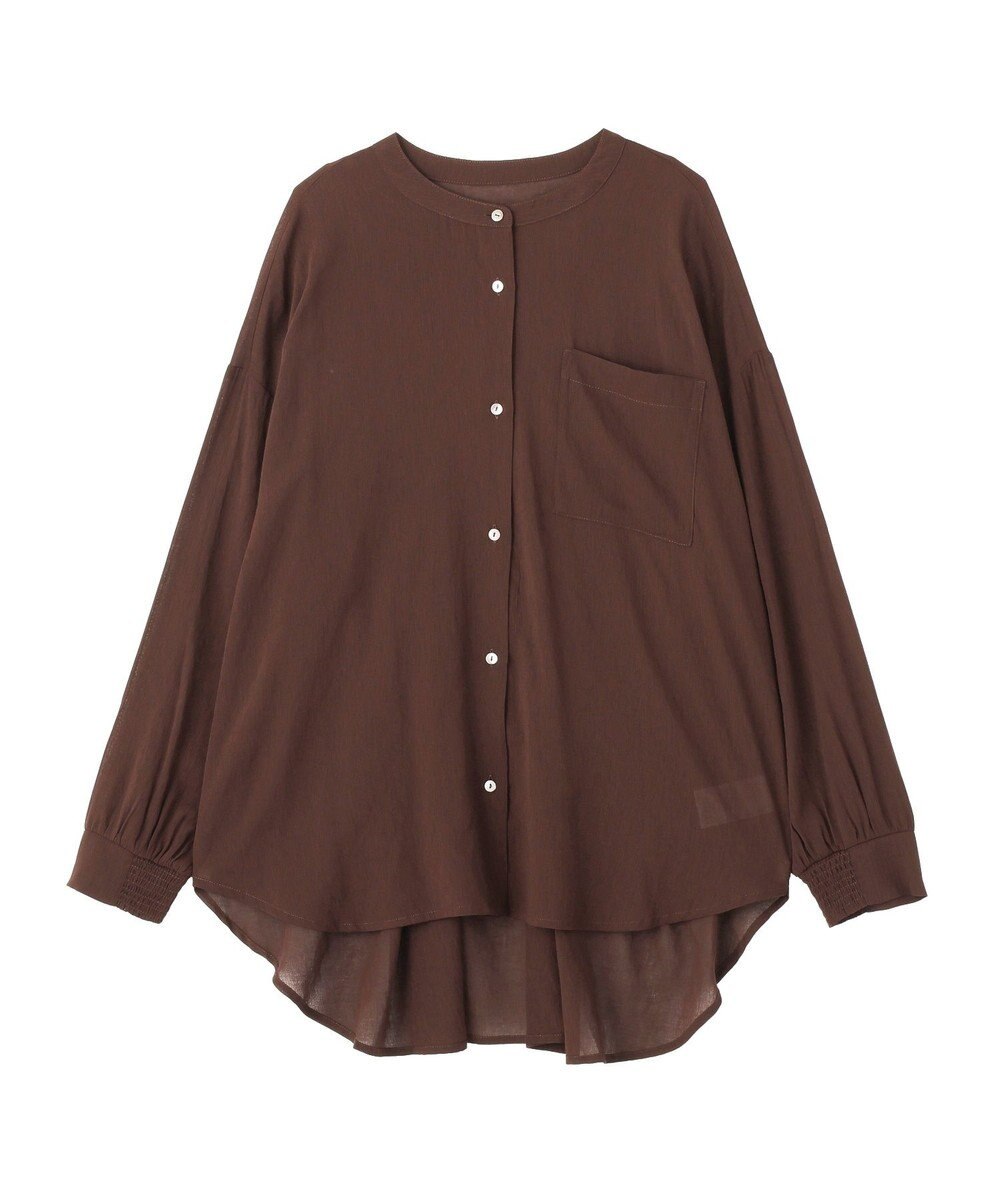 YECCA VECCA ドライタッチシアーバンドカラーシャツ 