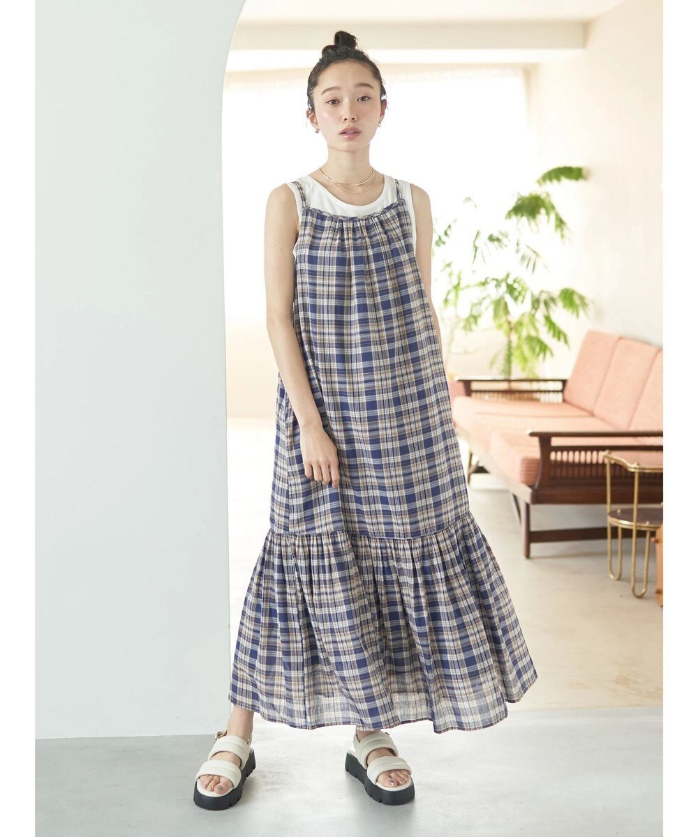 earth music&ecology マドラスチェックキャミワンピース 