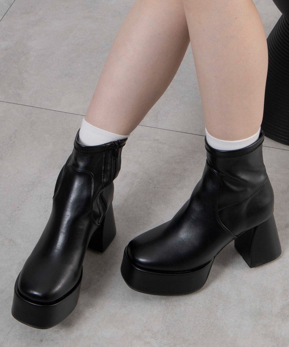 WEGO ストーム付きワイドヒールショートブーツ 