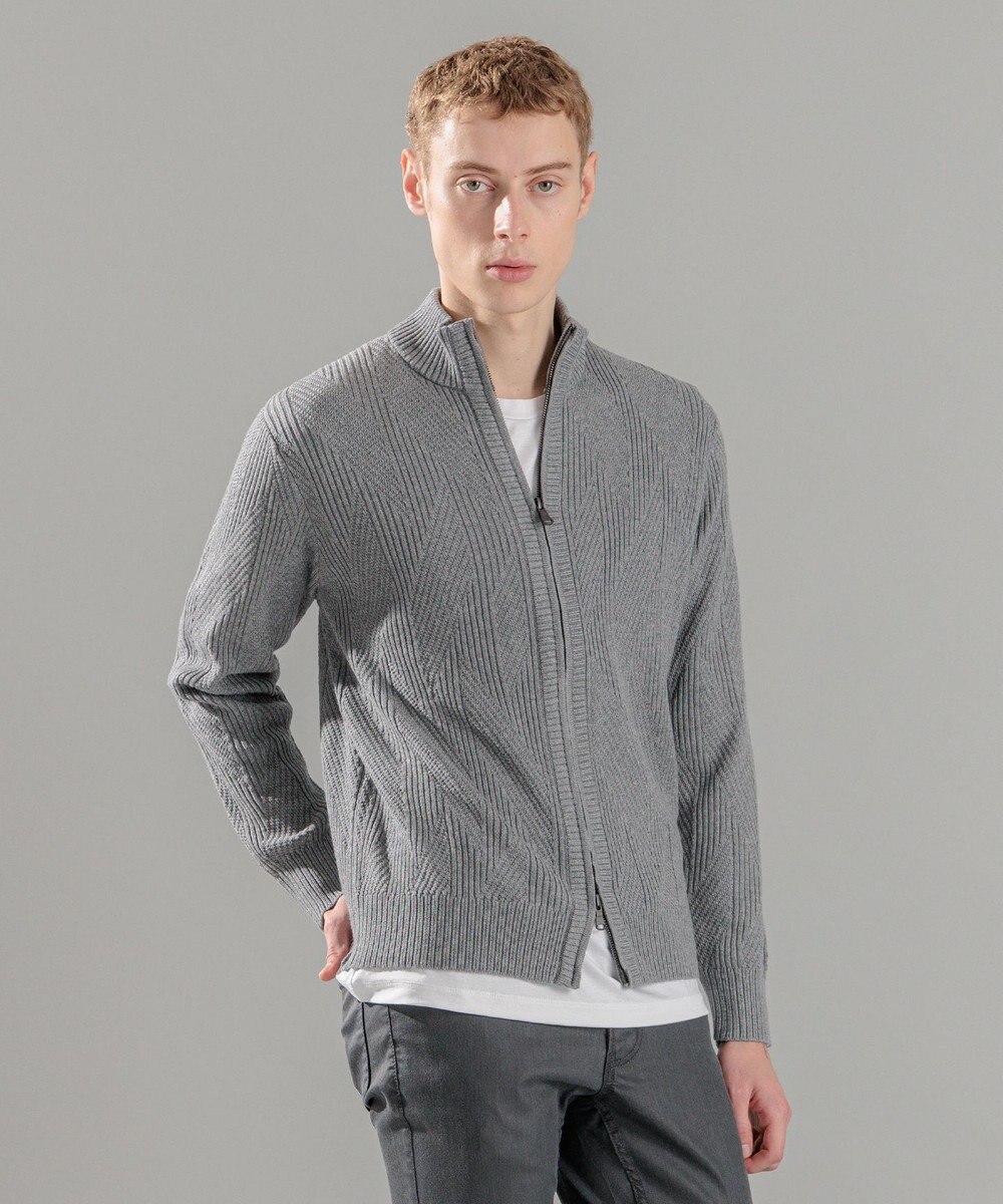 JOSEPH HOMME  新柄【洗える】シルクバルキー　　ハイネックジップアップニット 