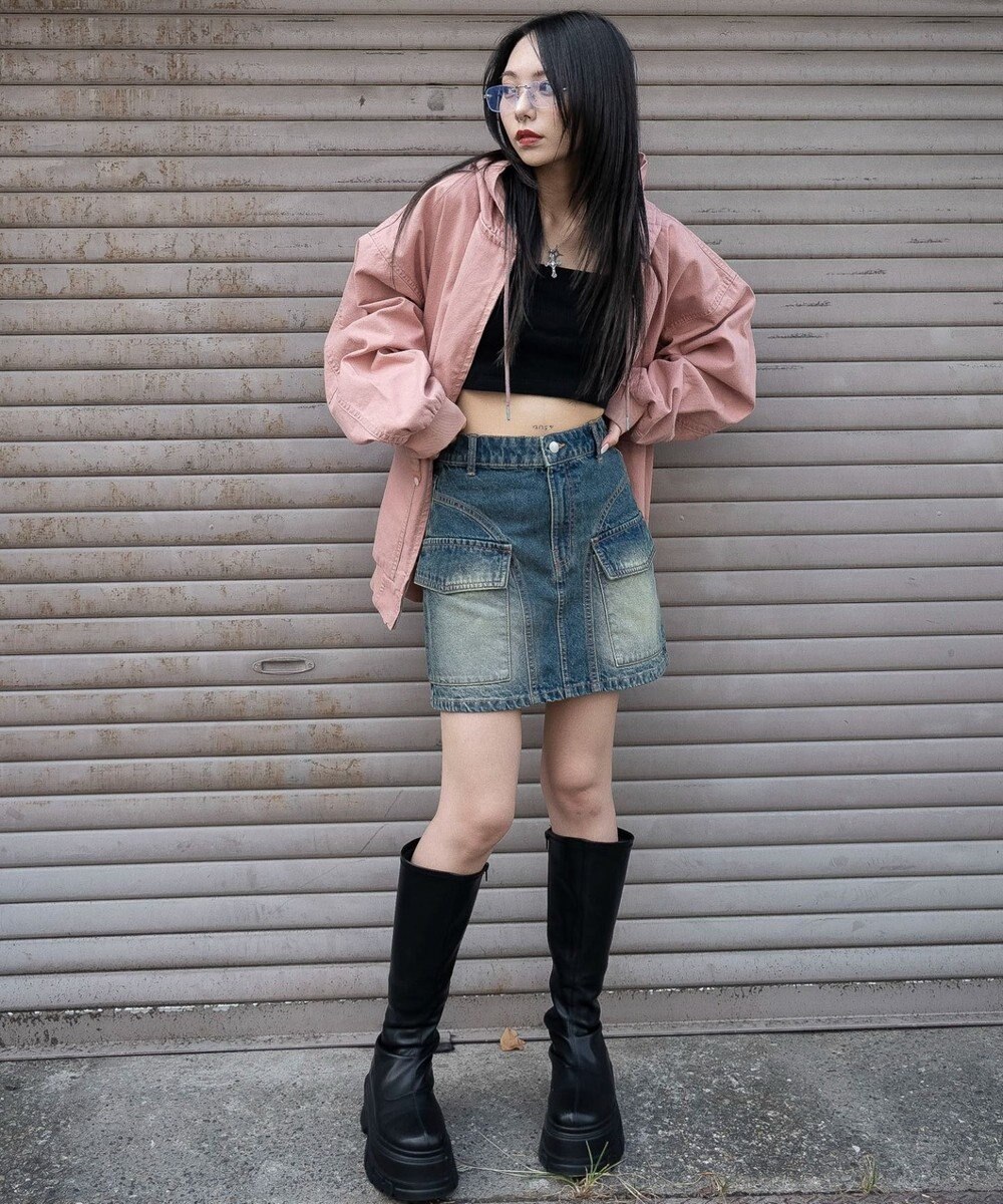 WEGO ヴィンテージウォッシュカーゴミニスカート 