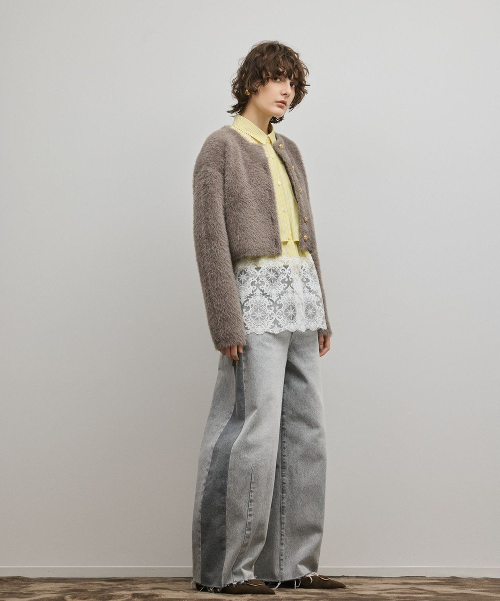 GRACE CONTINENTAL フェザーショートニットカーディガン 