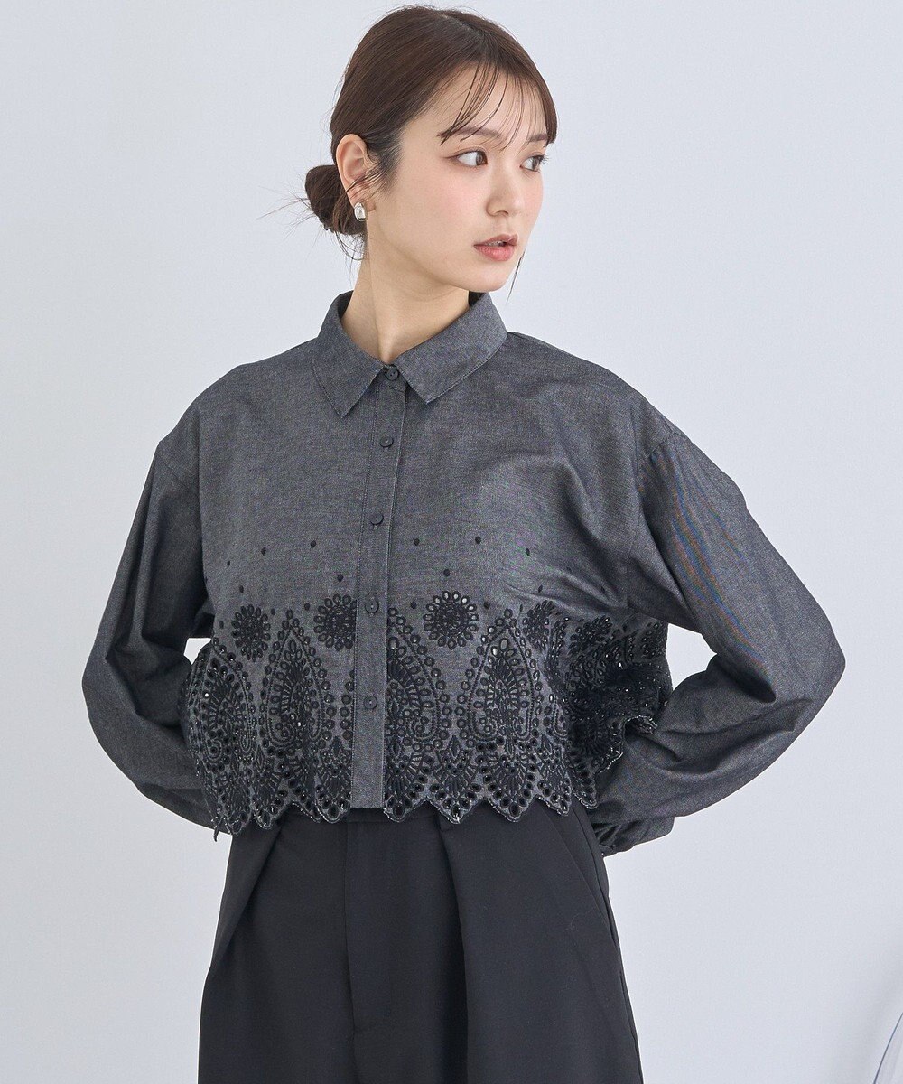 earth music&ecology スカラップトリムシャツ 