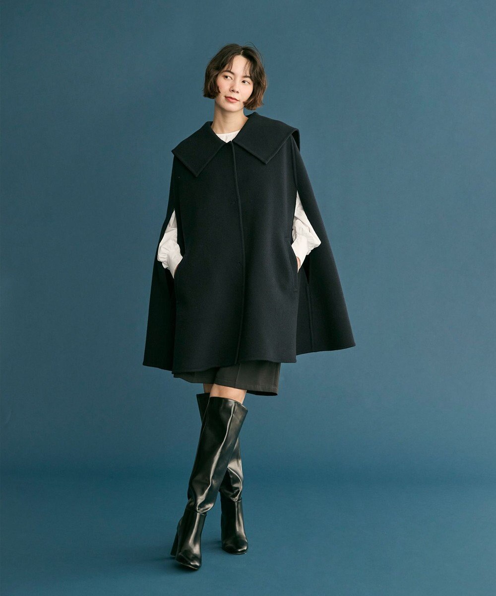 #Newans セーラーカラーダブルフェイスケープコート 