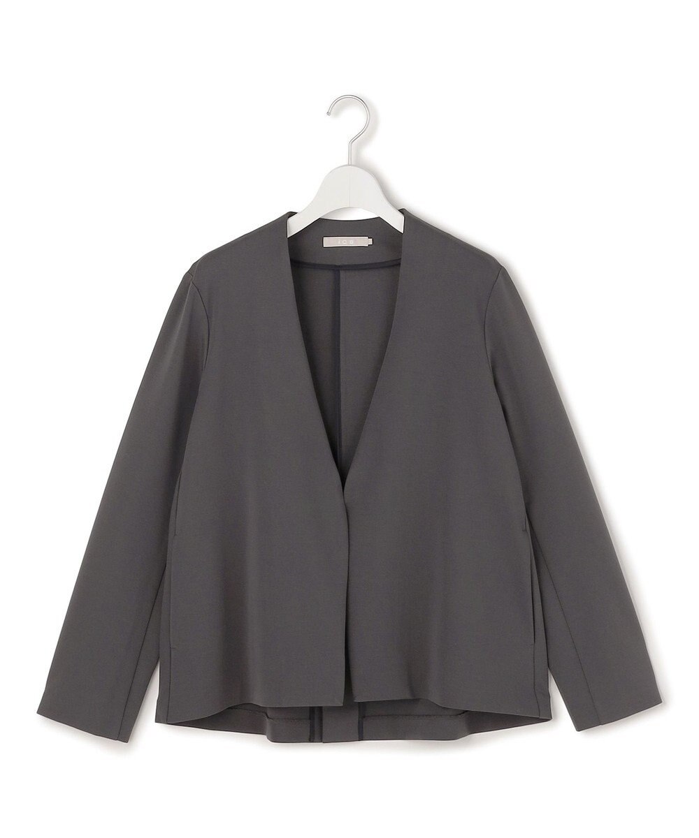 ICB L ナイロンストレッチポンチ ノーカラージャケット 