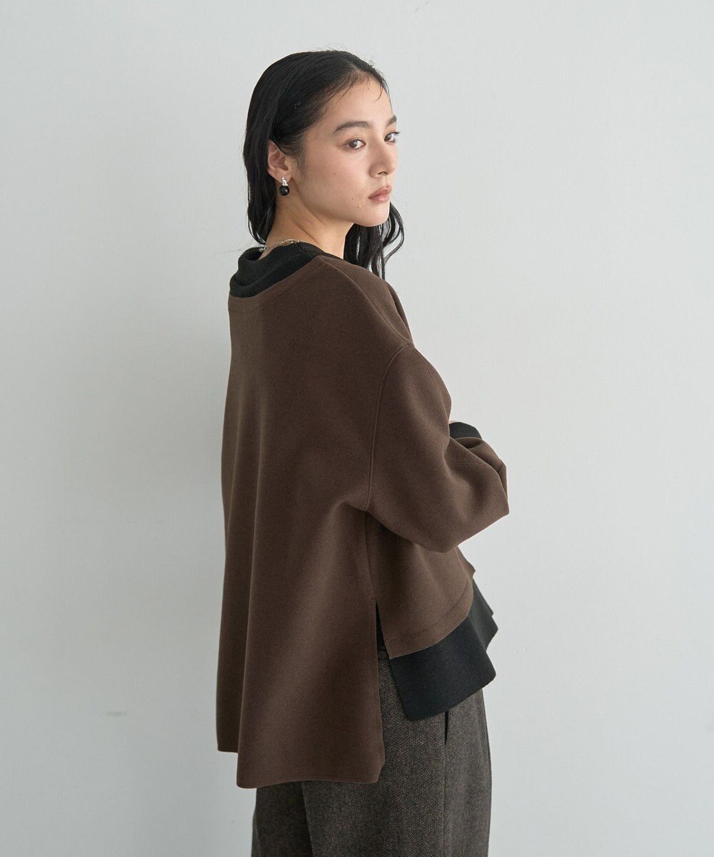 YECCA VECCA ニット切替メルトンVネックカーディガン 