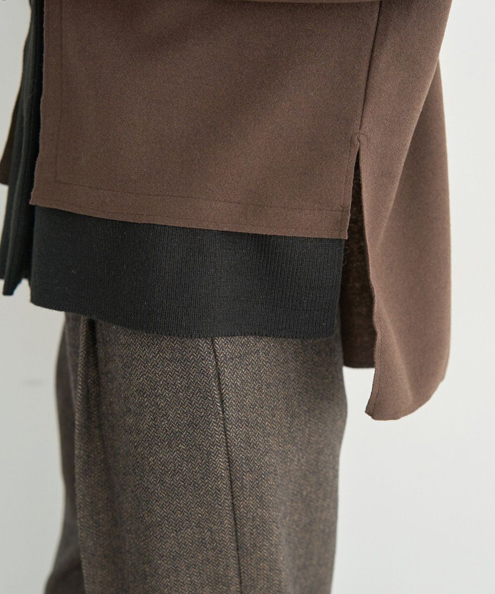 YECCA VECCA ニット切替メルトンVネックカーディガン 