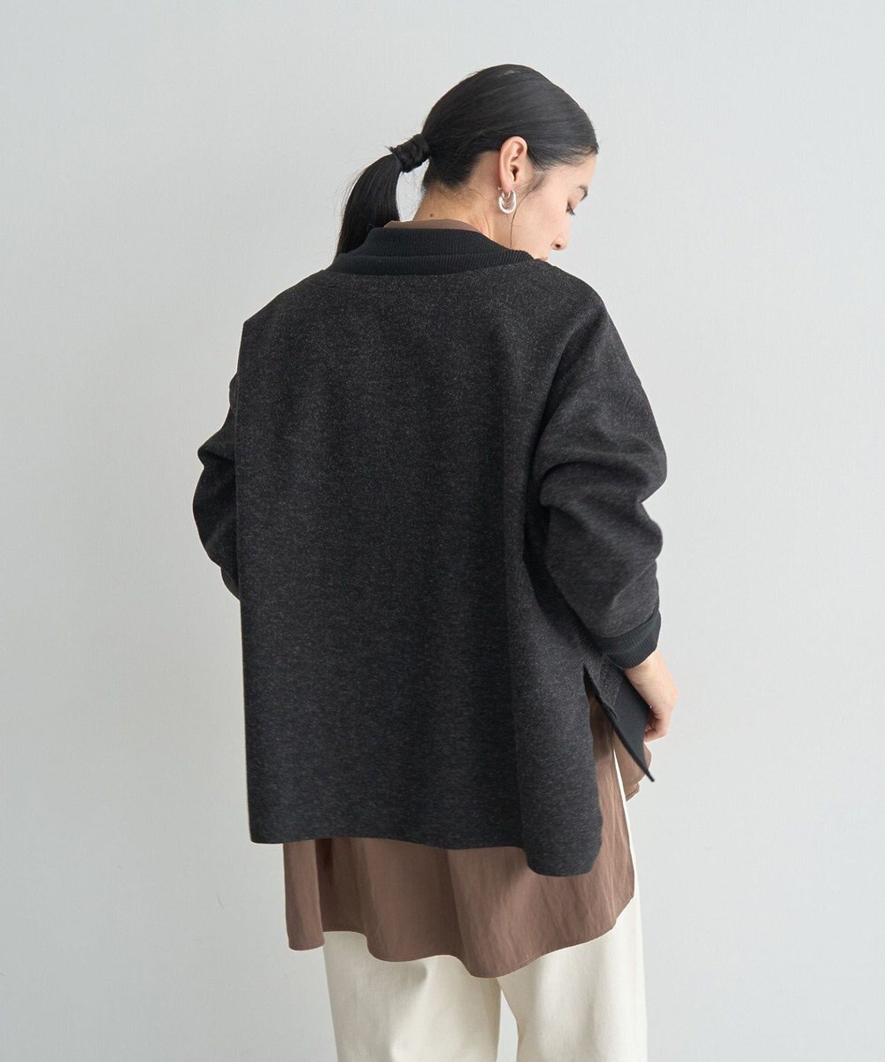 YECCA VECCA ニット切替メルトンVネックカーディガン 