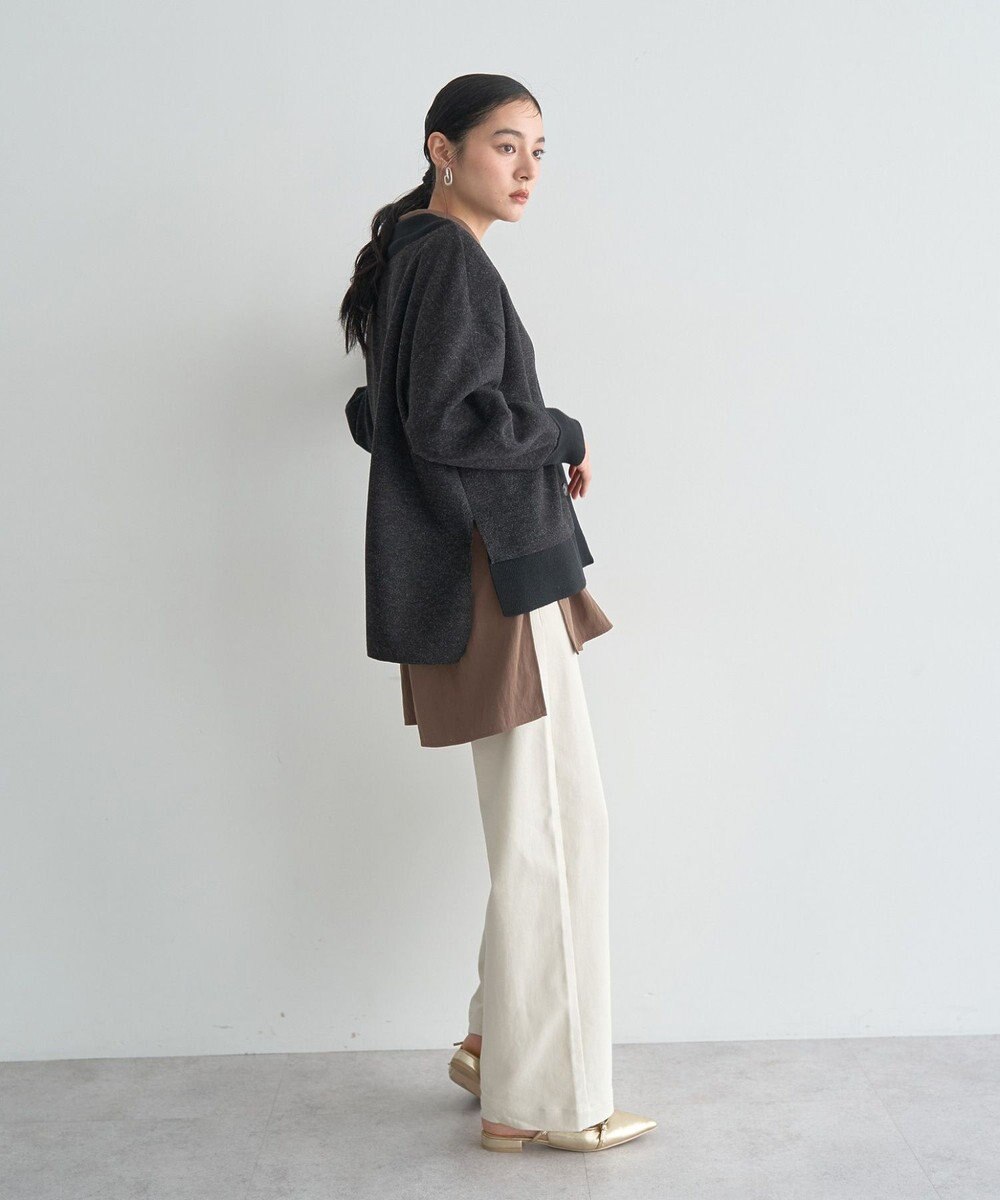 YECCA VECCA ニット切替メルトンVネックカーディガン 