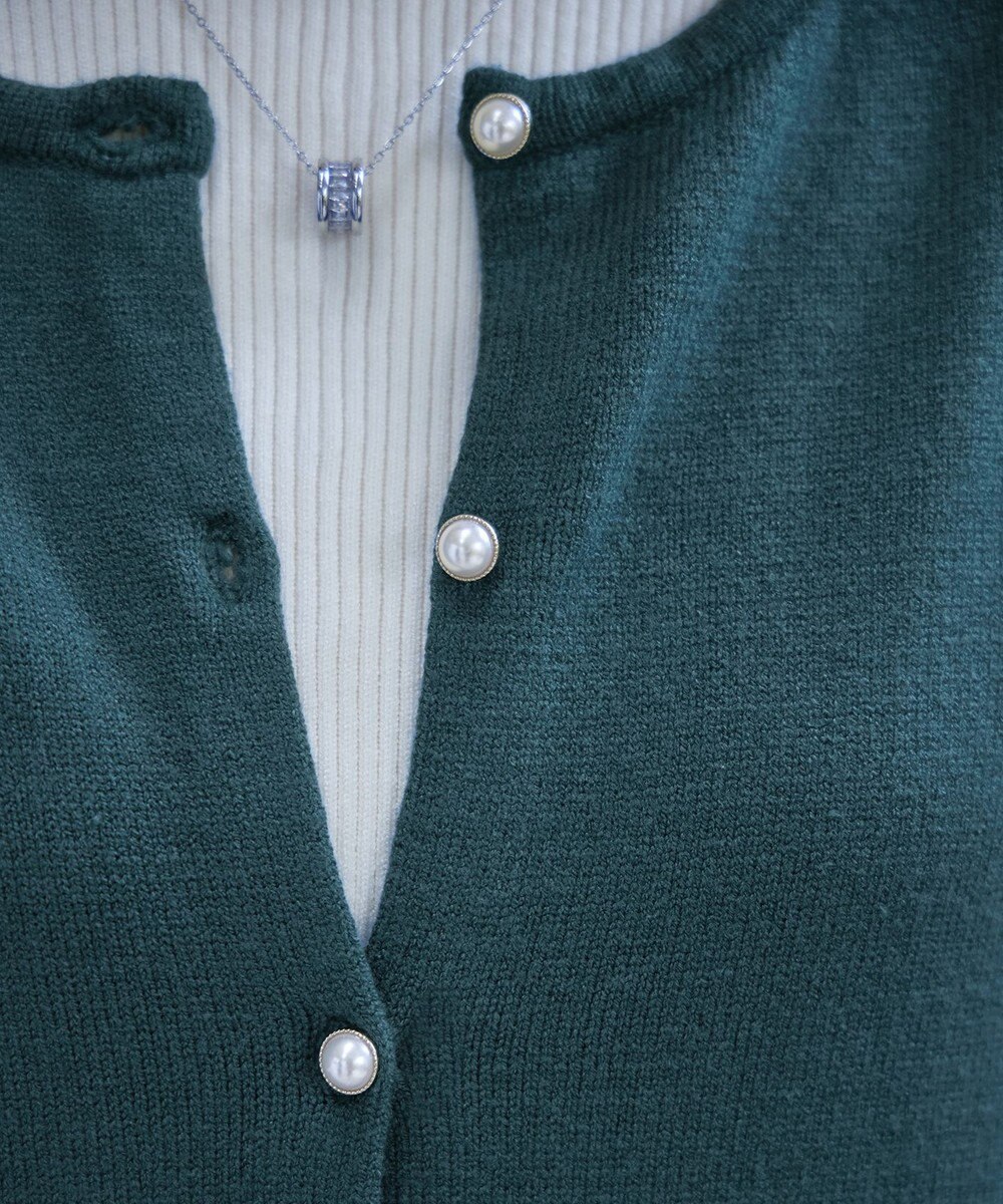 Tiaclasse 【洗える】ラウンドネックミドル丈ニットカーディガン 