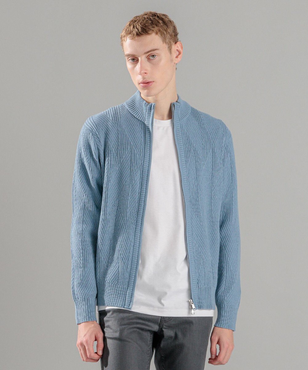 JOSEPH HOMME  新柄【洗える】シルクバルキー　　ハイネックジップアップニット 