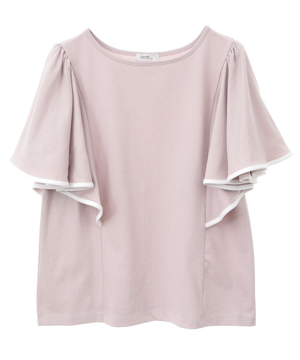 earth music&ecology 【接触冷感/洗濯機可】パイピングフレアスリーブカットソー 