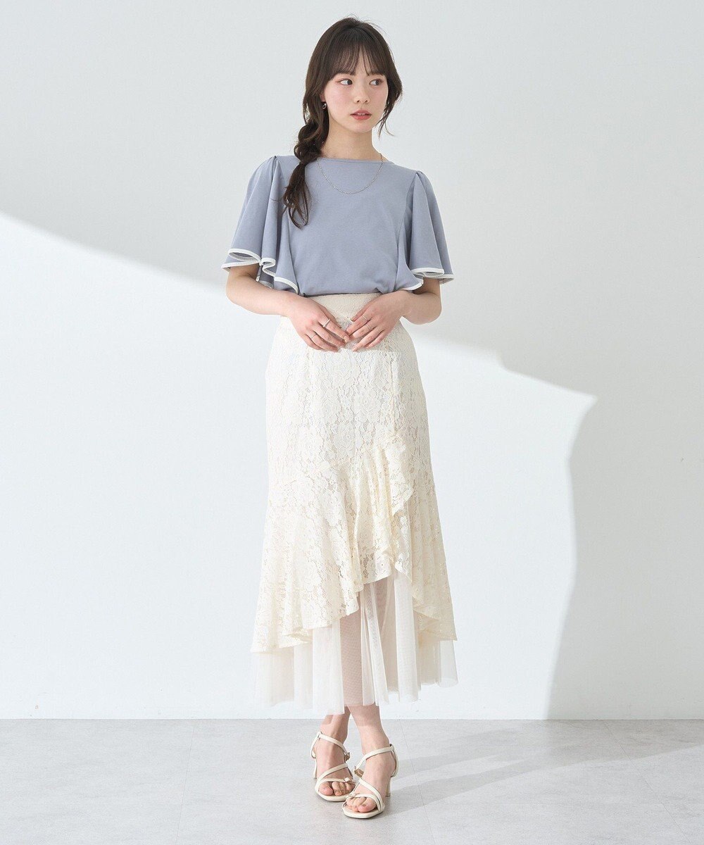 earth music&ecology 【接触冷感/洗濯機可】パイピングフレアスリーブカットソー 