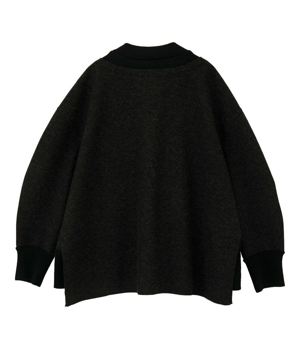 YECCA VECCA ニット切替メルトンVネックカーディガン 