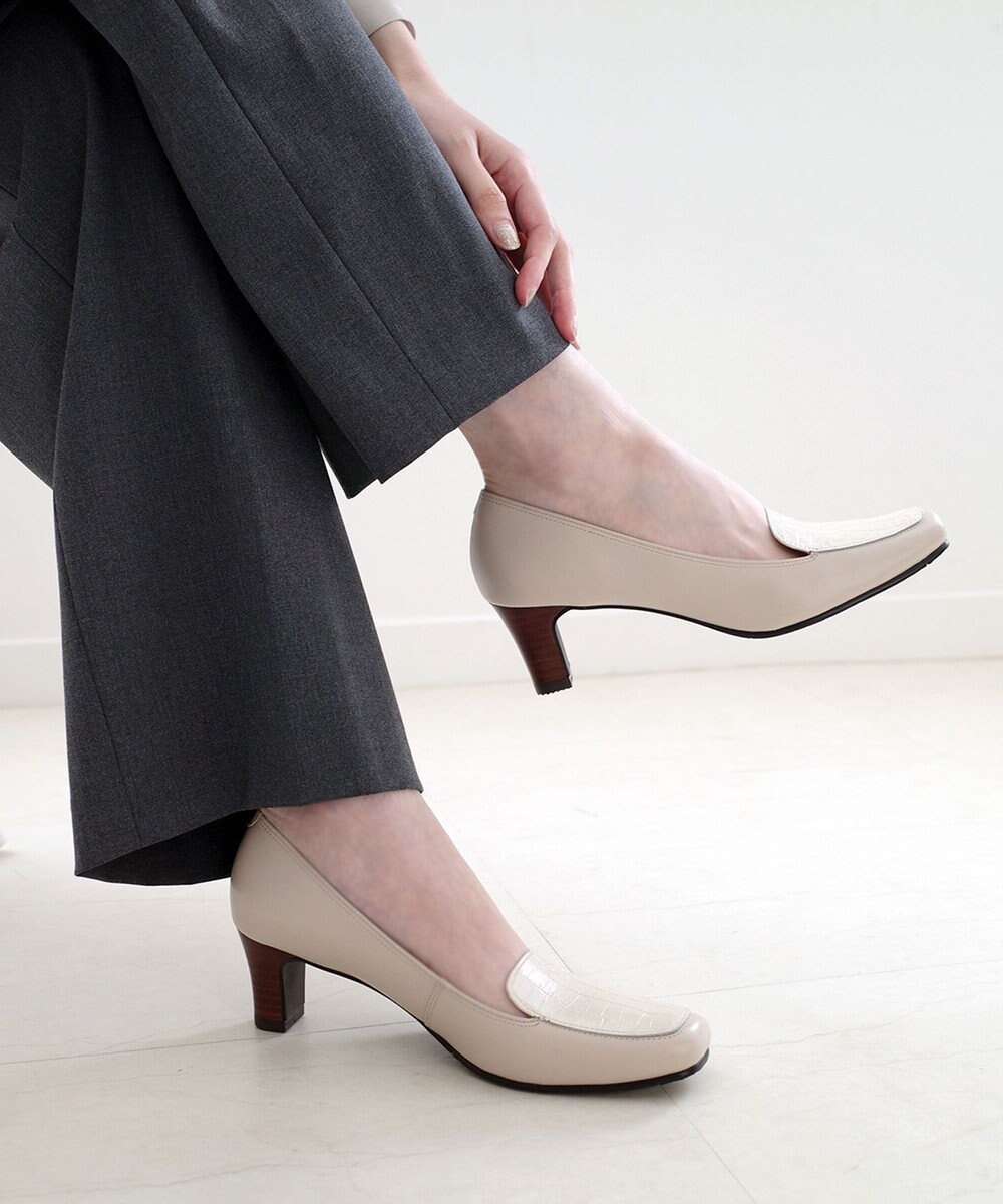 Pointer 日本製 クロコ型押しパンプス 