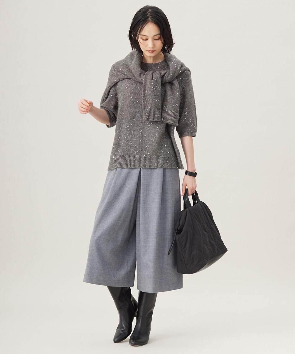 自由区 L 【アンサンブル対応・洗える】スパンコールニット カーディガン 