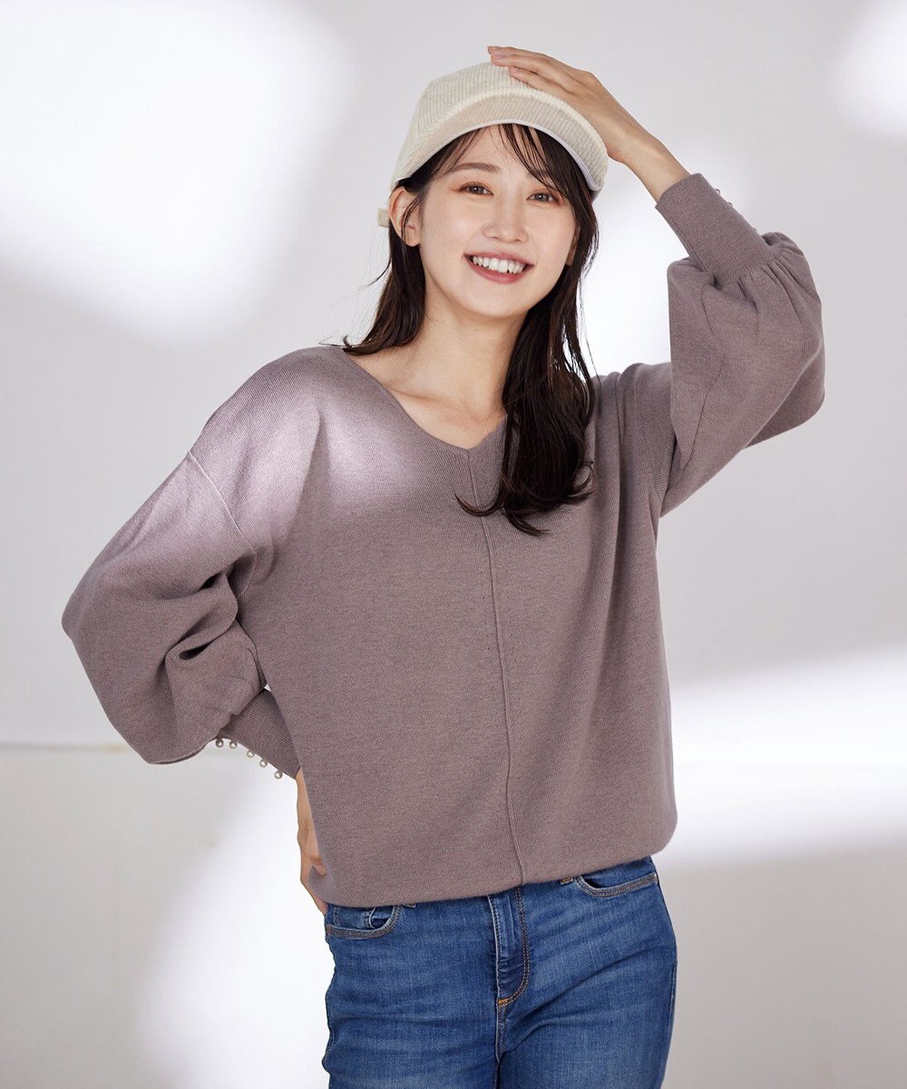Tiaclasse 【洗える】2WAYパール釦ニットトップス 