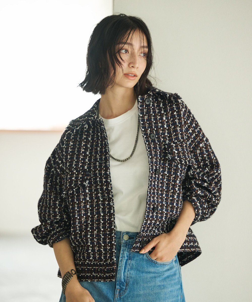 #Newans ツイードブルゾン 