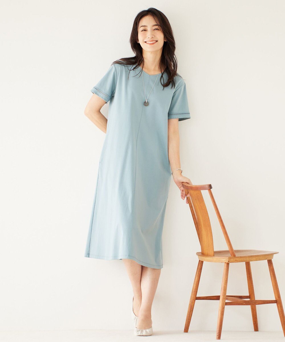 J.PRESS LADIES L 【WEB限定カラーあり・洗える・接触冷感】コットンスムース ワンピース 