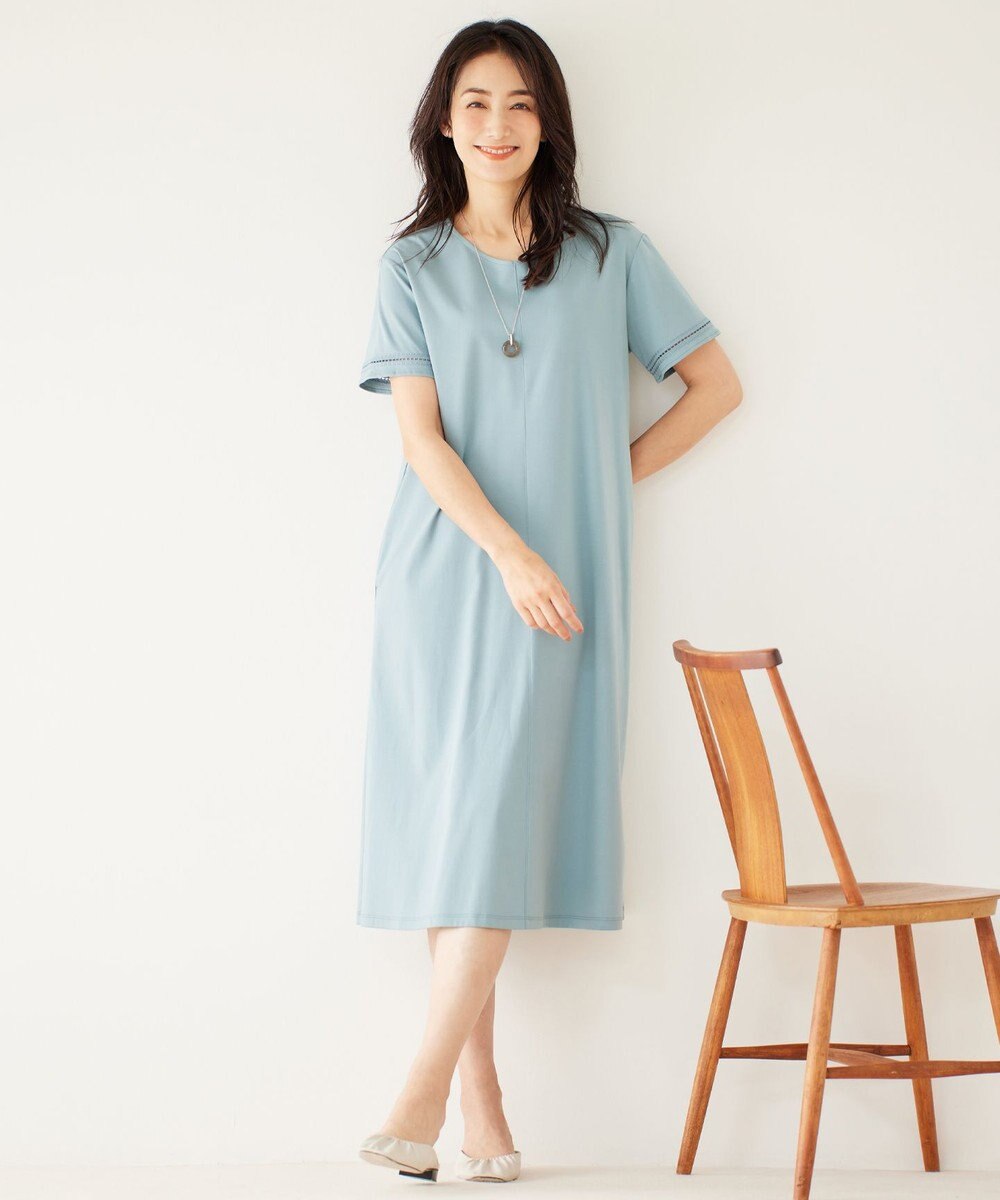 J.PRESS LADIES L 【WEB限定カラーあり・洗える・接触冷感】コットンスムース ワンピース 